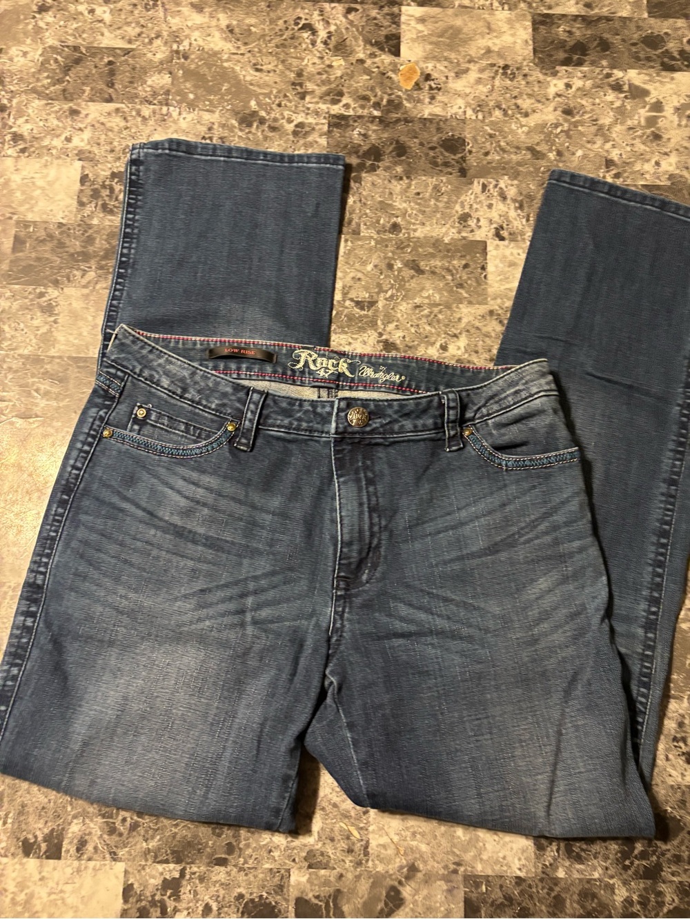 Rock 47 by Wrangler Women's Blue Straight Leg Jeans